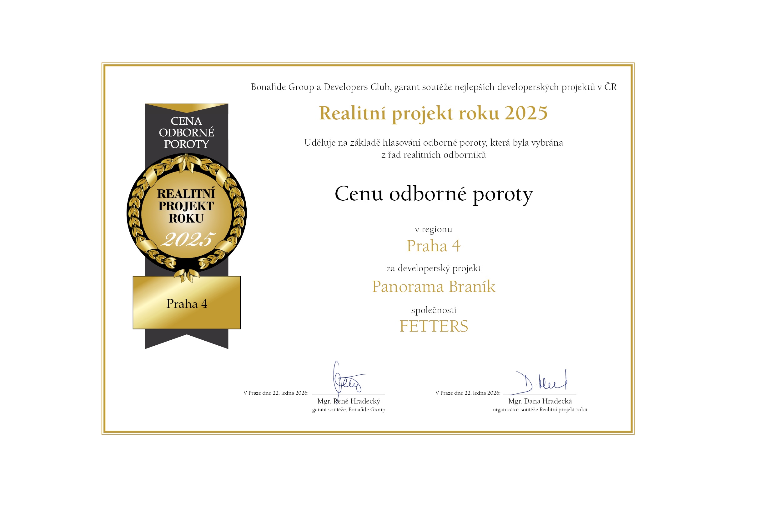 Panorama Braník oceněn v soutěži Realitní projekt roku 2025